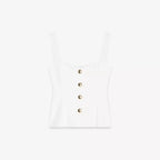Sweet Style Women's Elastic Vest Strap Top New Summer 2025 Short Skirt Style Hem Single Button Fastening Regular Thickness