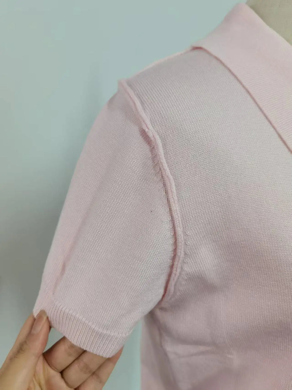 Pink Polo Knitted T-shirt Women Tops Short Sleeve Shirts 2025 New Spring Summer Shirt for Women Clothing