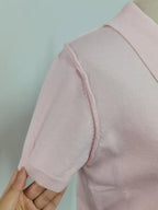 Pink Polo Knitted T-shirt Women Tops Short Sleeve Shirts 2025 New Spring Summer Shirt for Women Clothing