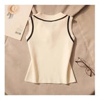Women Summer Simplicity Office Lady Solid Color Polo Collar Knitting Tank Top Ladies Fashion All-match Trend Sleeveless Tops