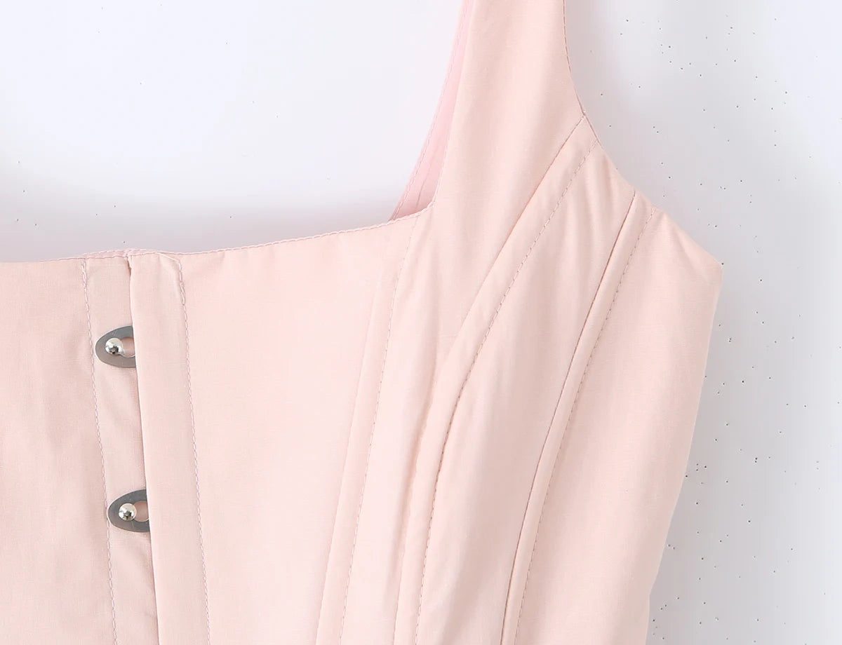 Sweet Pink Front Metal Hook Buttons Mini
