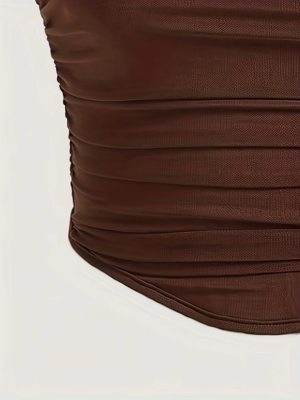 A lady's brown, elegant and noble, backless, sexy solid color halter top