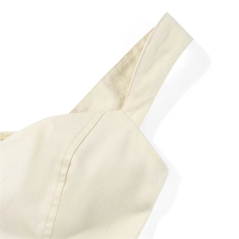 100% Cotton Corset Top Women Breathable Slim Bustier Front Zipper Double Straps Faja Moldeadora Elegant Office Daily Wear Vest