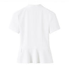 TFMLN Women's Striped Shirt Chic Short Sleeve High Street Commuting Style Slim Fit Fashion Ladies Short Sleeve Tops Summer New