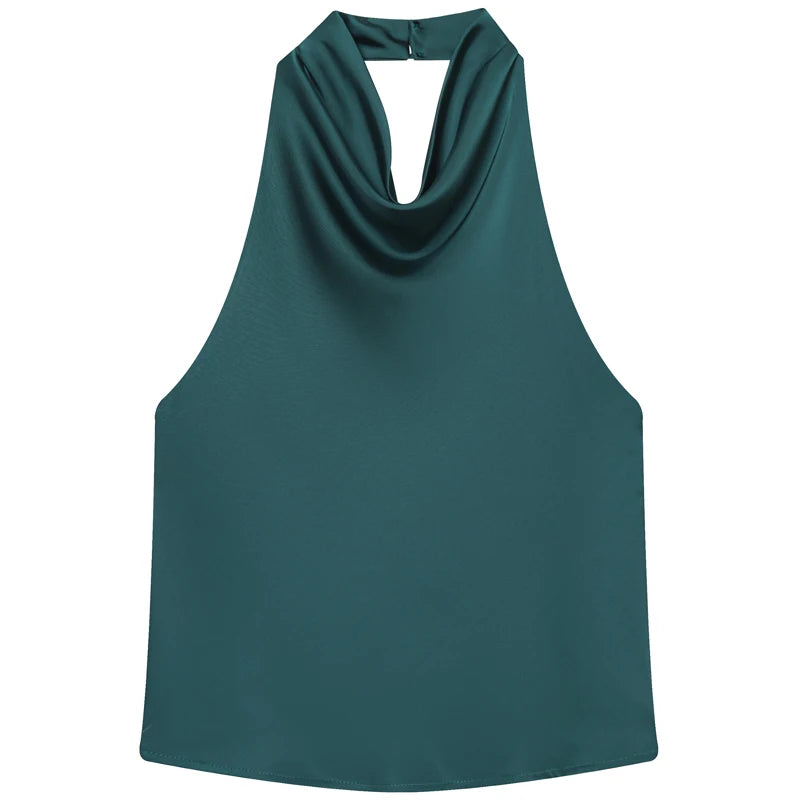 Women Halter Satin Women Tops