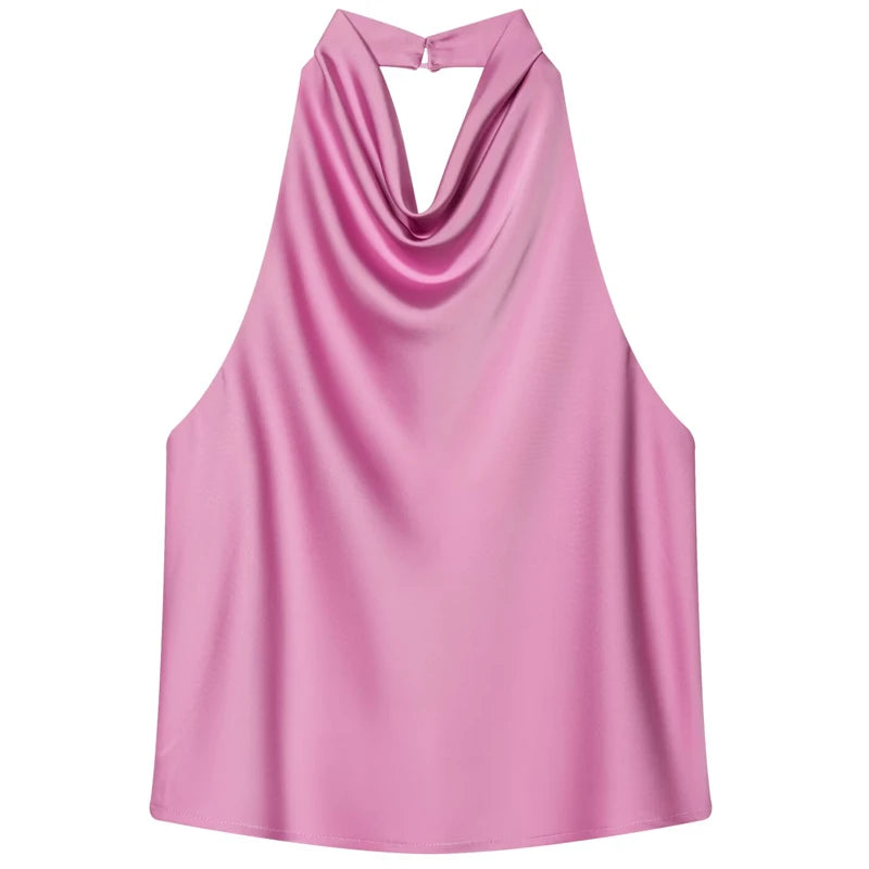 Women Halter Satin Women Tops