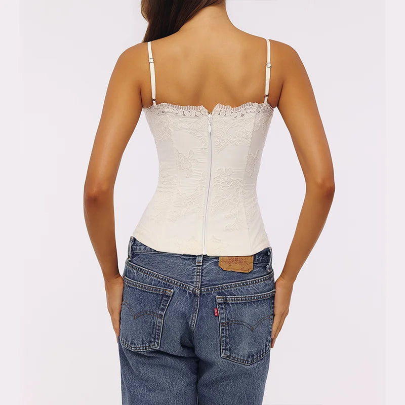 Solid Lace Embroidered Top Women Trendy Hollow Out Lace Adjustable Spaghetti Strap Tops NEW Summer Evening Date Lady Tank Tops