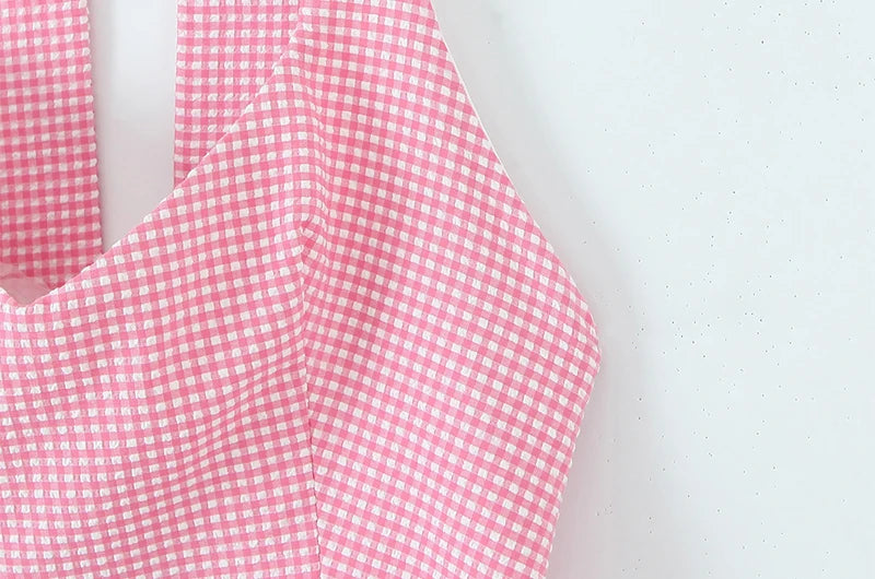 Chu Sau beauty Women New Fashion Sweet Bow Chic Sleeveless Small Tops Vintage Halter V-Neck Sexy Backless Tank Top