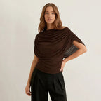 2026 Summer European and American Style Women's New Scarf Collar Draped Sleeveless Slim Top