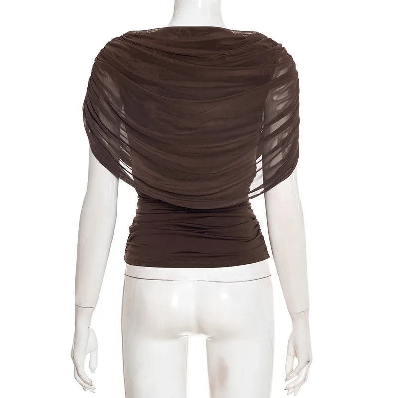 2026 Summer European and American Style Women's New Scarf Collar Draped Sleeveless Slim Top