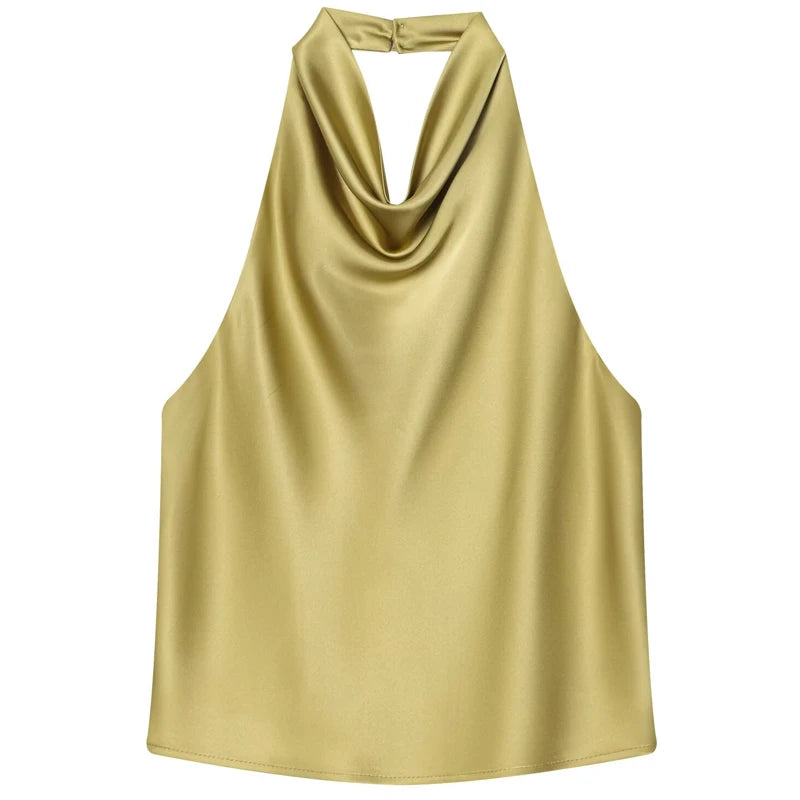 Women Halter Satin Women Tops