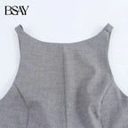 BSAY Top for Women Fashion Autumn Winter New Backless Bow Side Zip Blouse Street Clothing Vest Tank Chic Ladies Crop Tops Mujer