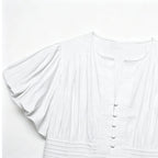 LIMO 2026 Women White Ruffle Sleeve Peplum Blouse V-Neck Elastic Waist Elegant Casual Top