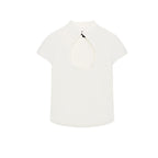Summer New Women's Casual Style Short Sleeve Zhongshan Collar Polka Dot Slit Top Skin-friendly Breathable Polyester Fiber