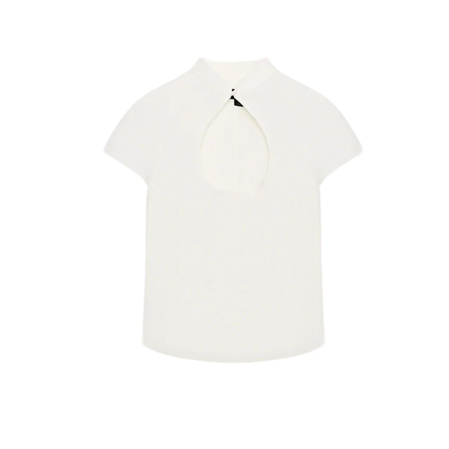 Summer New Women's Casual Style Short Sleeve Zhongshan Collar Polka Dot Slit Top Skin-friendly Breathable Polyester Fiber