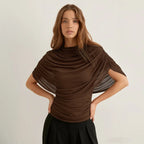 2026 Summer European and American Style Women's New Scarf Collar Draped Sleeveless Slim Top