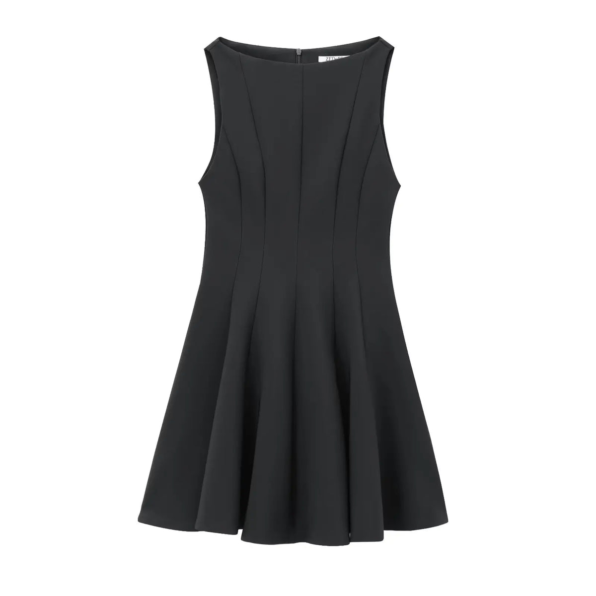 HH Women Summer Sexy Sleeveless Solid Casual Mini Dress Female Vintage Chic High Street Slim Rear Zipper Pleated Dress