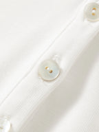 FSLE New Summer Women's Fitted Short Sleeve White T-Shirt with Buttons Soft Cotton Lyocell Office Commute Daily Versatile Top