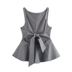 BSAY Top for Women Fashion Autumn Winter New Backless Bow Side Zip Blouse Street Clothing Vest Tank Chic Ladies Crop Tops Mujer