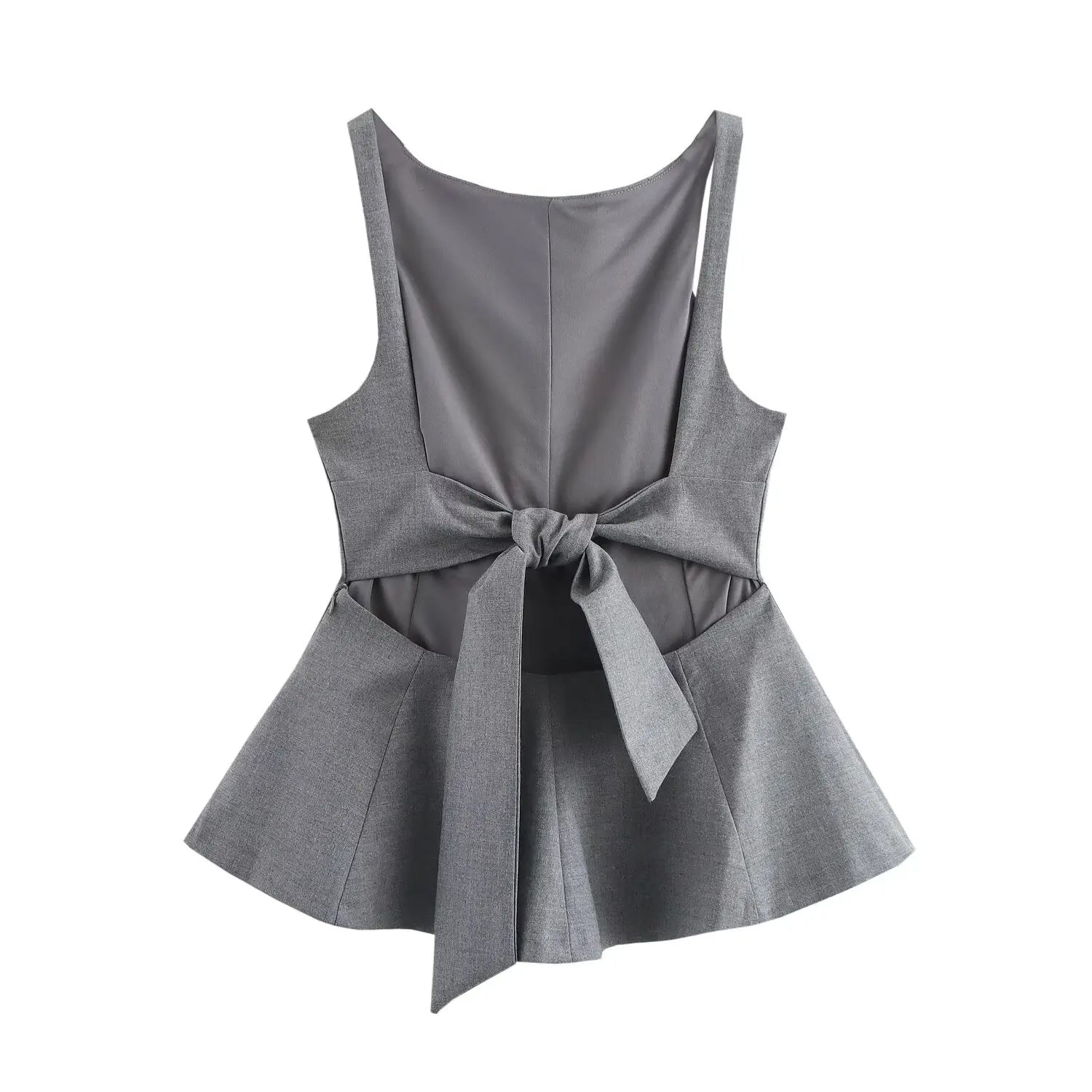 BSAY Top for Women Fashion Autumn Winter New Backless Bow Side Zip Blouse Street Clothing Vest Tank Chic Ladies Crop Tops Mujer
