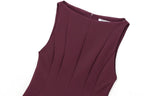HH Women Summer Sexy Sleeveless Solid Casual Mini Dress Female Vintage Chic High Street Slim Rear Zipper Pleated Dress