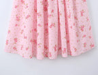Summer New Gentle Sweet Floral Long Dress Vacation Style Wrap Waist Strapless Cotton Polyester Gown High Waist Maxi Dress