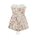 2026 Summer Women's French Elegant Sleeveless Lace-up Wrap Frock Gown Lady Vintage Backless Floral Print Cropped Mini Dresses