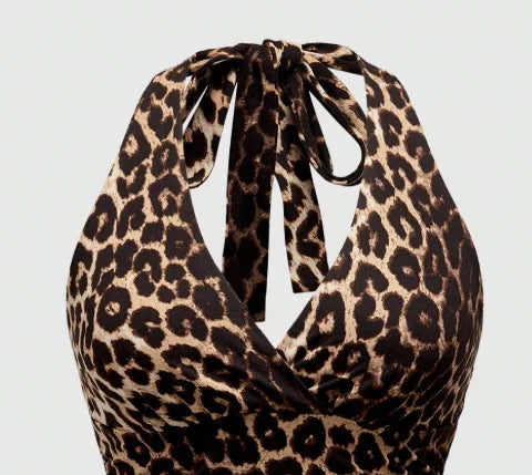 European and American spring, summer and autumn hot-selling leopard print casual large size neck vest