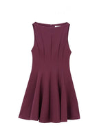 HH Women Summer Sexy Sleeveless Solid Casual Mini Dress Female Vintage Chic High Street Slim Rear Zipper Pleated Dress