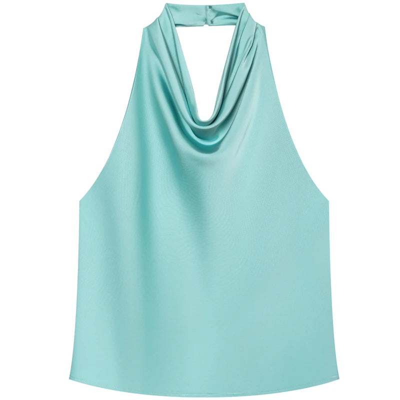 Women Halter Satin Women Tops