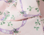 2025 Romantic Pink Floral Print Bow Ruched Bra Chest Sling Dress Women Low Waist Fold Swing Lace Lining Midi Long Dresses Robe