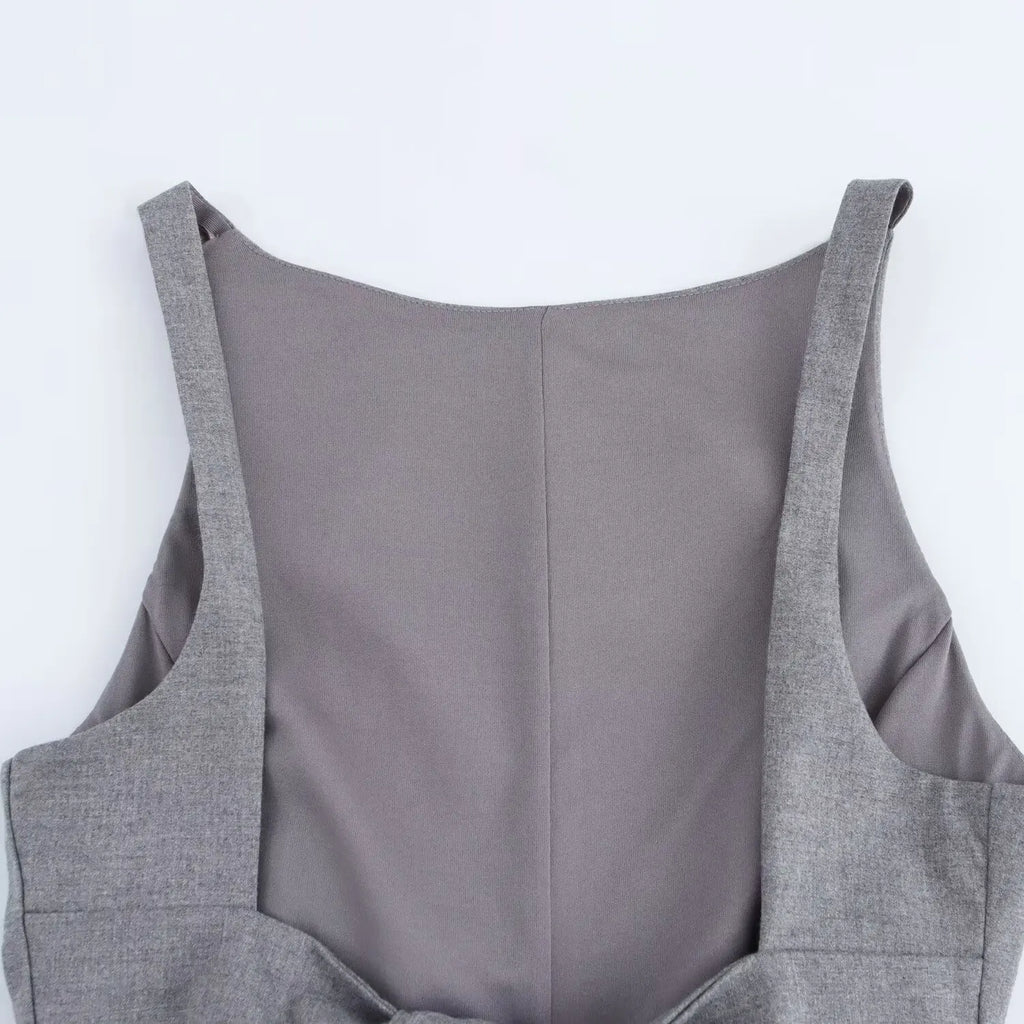 BSAY Top for Women Fashion Autumn Winter New Backless Bow Side Zip Blouse Street Clothing Vest Tank Chic Ladies Crop Tops Mujer