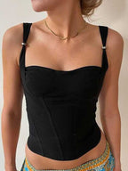 Boho Inspired black Stretchy comfy corset top Adjustable straps Bodycon fit summer Camis tops new sexy women tank tops Y2k tops