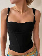 Boho Inspired black Stretchy comfy corset top Adjustable straps Bodycon fit summer Camis tops new sexy women tank tops Y2k tops