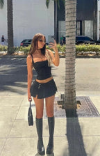 Boho Inspired black Stretchy comfy corset top Adjustable straps Bodycon fit summer Camis tops new sexy women tank tops Y2k tops