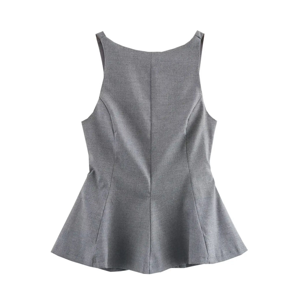 BSAY Top for Women Fashion Autumn Winter New Backless Bow Side Zip Blouse Street Clothing Vest Tank Chic Ladies Crop Tops Mujer