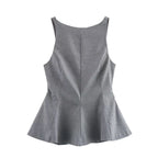 BSAY Top for Women Fashion Autumn Winter New Backless Bow Side Zip Blouse Street Clothing Vest Tank Chic Ladies Crop Tops Mujer