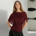 2026 Summer European and American Style Women's New Scarf Collar Draped Sleeveless Slim Top
