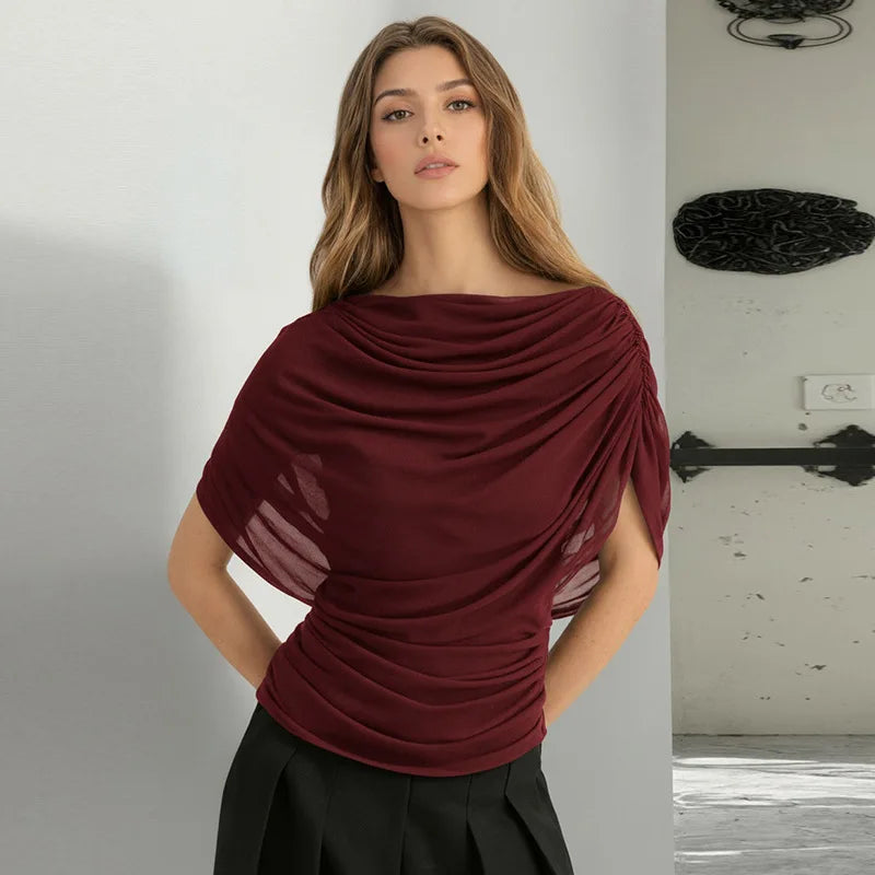 2026 Summer European and American Style Women's New Scarf Collar Draped Sleeveless Slim Top