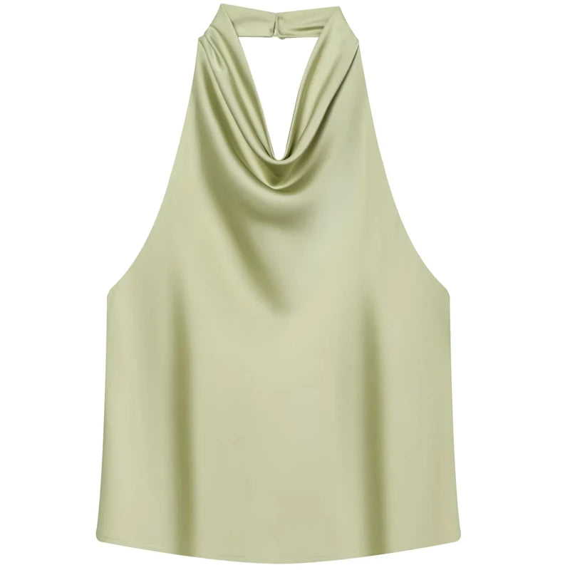 Women Halter Satin Women Tops