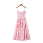 Summer New Gentle Sweet Floral Long Dress Vacation Style Wrap Waist Strapless Cotton Polyester Gown High Waist Maxi Dress