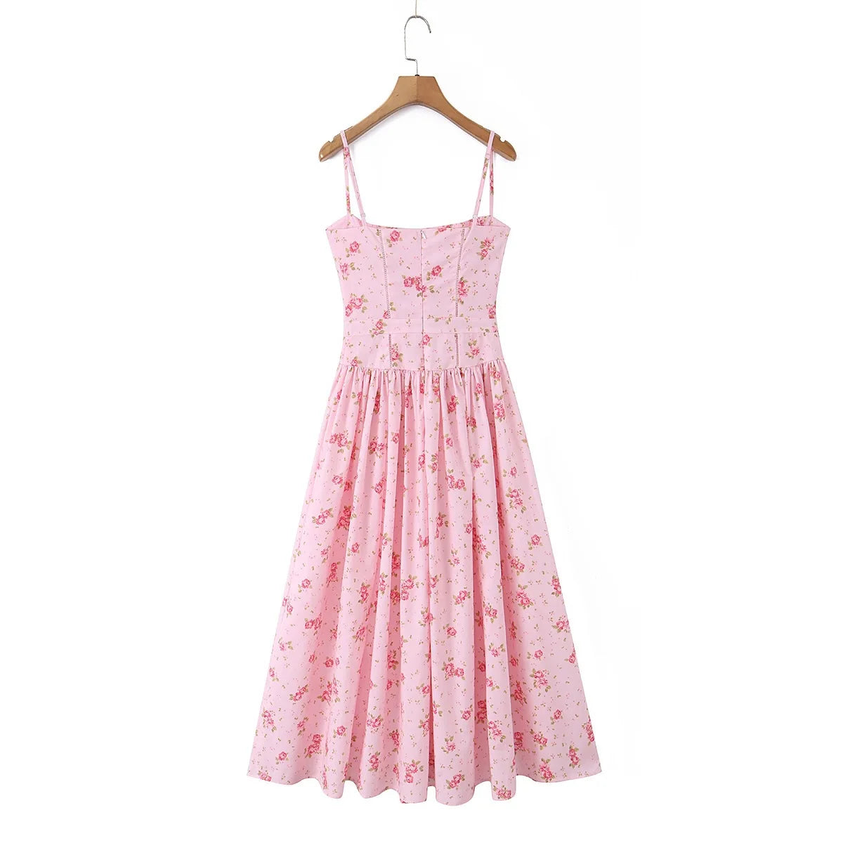 Summer New Gentle Sweet Floral Long Dress Vacation Style Wrap Waist Strapless Cotton Polyester Gown High Waist Maxi Dress