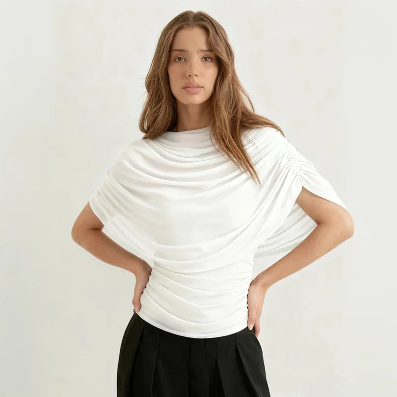 2026 Summer European and American Style Women's New Scarf Collar Draped Sleeveless Slim Top