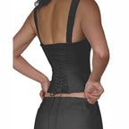 100% Cotton Corset Top Women Breathable Slim Bustier Front Zipper Double Straps Faja Moldeadora Elegant Office Daily Wear Vest