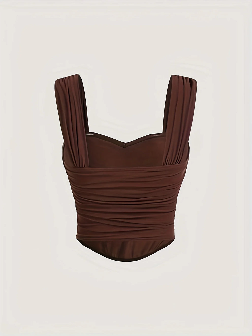 A lady's brown, elegant and noble, backless, sexy solid color halter top