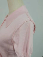 Pink Polo Knitted T-shirt Women Tops Short Sleeve Shirts 2025 New Spring Summer Shirt for Women Clothing