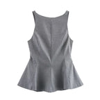 BSAY Top for Women Fashion Autumn Winter New Backless Bow Side Zip Blouse Street Clothing Vest Tank Chic Ladies Crop Tops Mujer