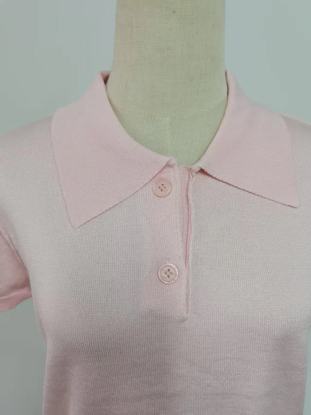 Pink Polo Knitted T-shirt Women Tops Short Sleeve Shirts 2025 New Spring Summer Shirt for Women Clothing