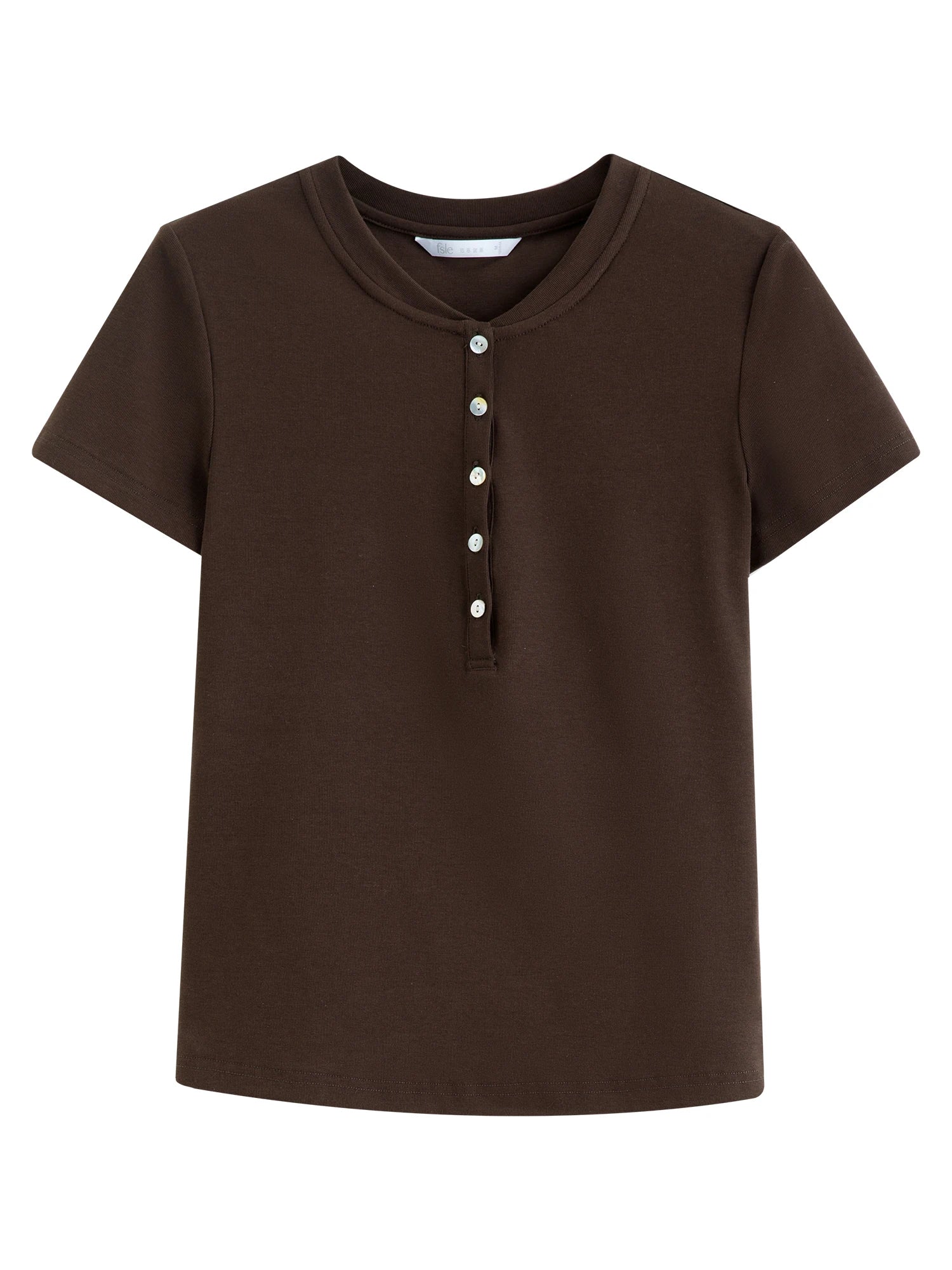 FSLE New Summer Women's Fitted Short Sleeve White T-Shirt with Buttons Soft Cotton Lyocell Office Commute Daily Versatile Top