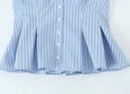 DEEABAE Korean Style Contrast Striped Vest Suspenders Summer Slim Fit Single-breasted Outer Wear Layered Top